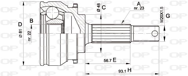 OPEN PARTS Шарнирный комплект, приводной вал CVJ5194.10